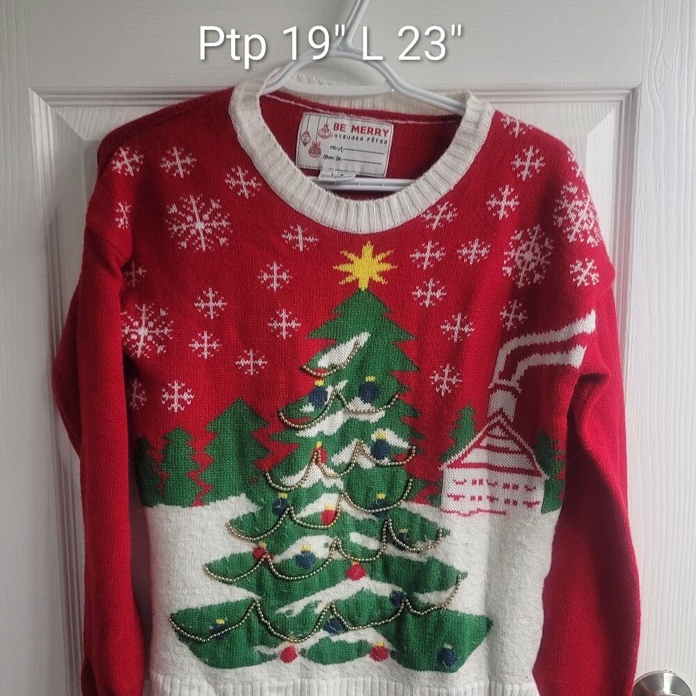#384 Be Merry Christmas Tree Sweater sz L